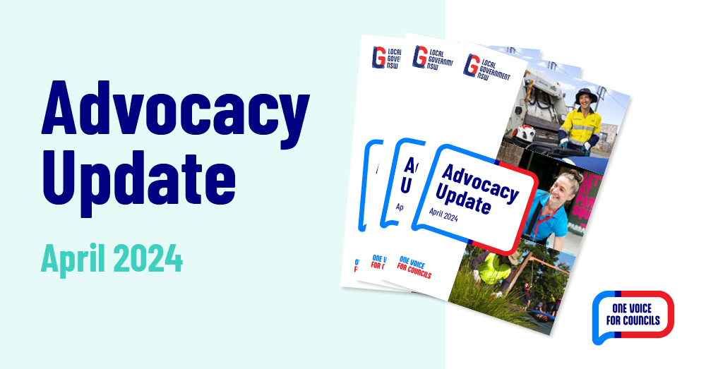 Graphic art promoting the advocacy update April 2024.