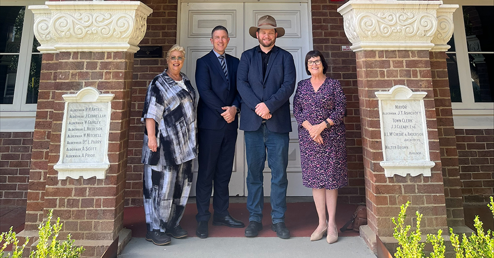 LGNSW President Cr Darriea Turley AM and CE David Reynolds visiting Wollondilly Council last week (April 2024), pictured with Cr Suzy Brandstater and Mayor Matt Gould.