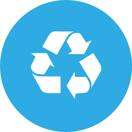 The recycling logo of revolving arrows