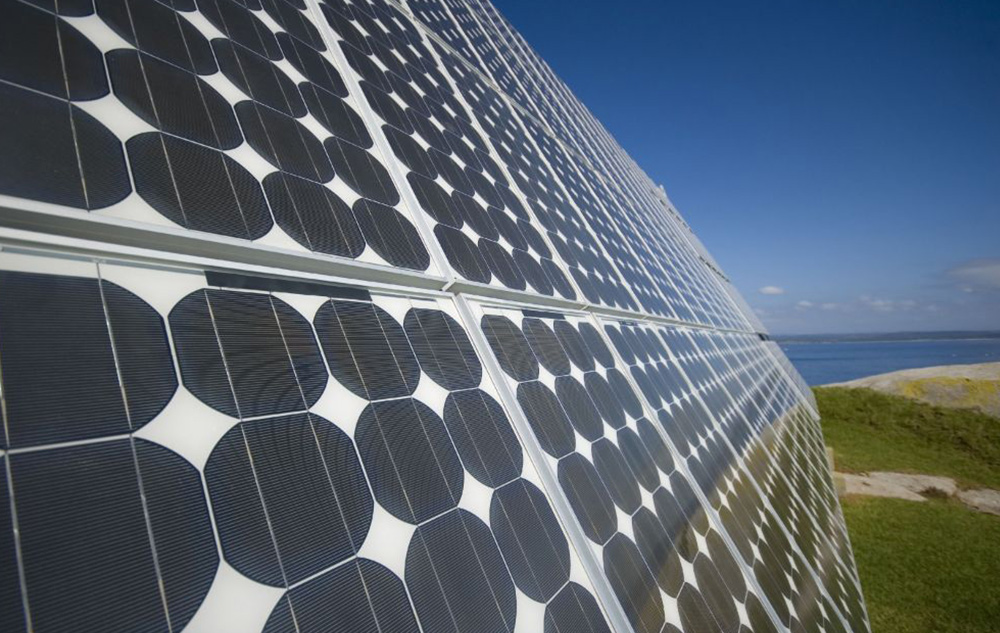 An array of Solar Panels.