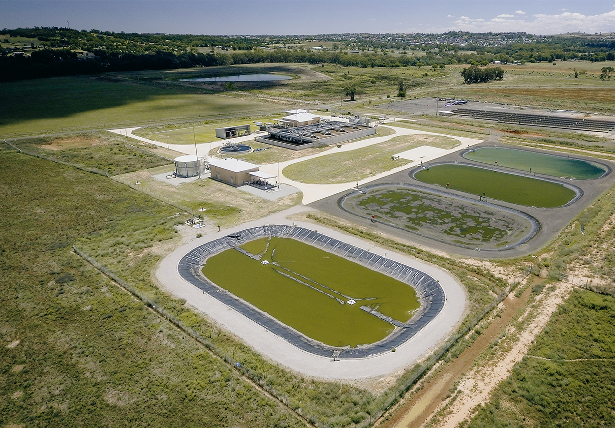 Water treatment plant as shown from the air.
