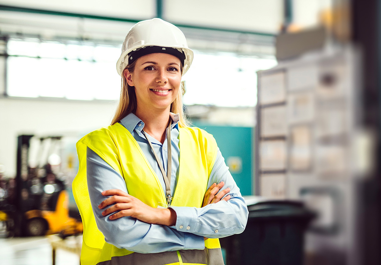 Woman with high vis vest for Careers at Council Job Summit