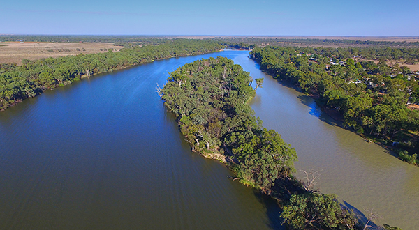 Murray-Darling rivers converge at Wentworth