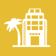building with palm tree icon