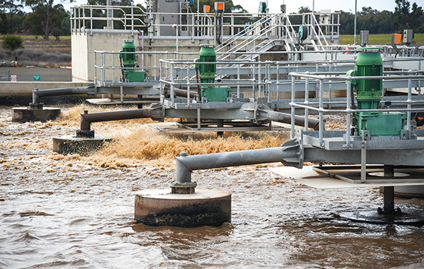 Aerators at Parkes Water Treatment Plant.