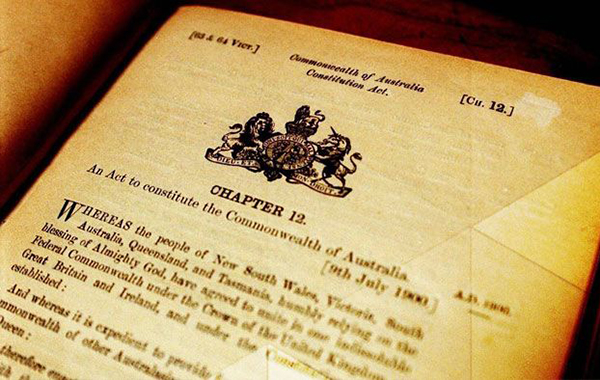 An old-looking version of the Australian Constitution.