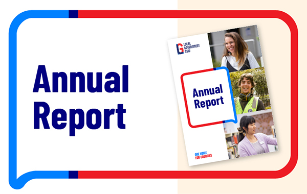 Graphic art tile that reads Annual Report.