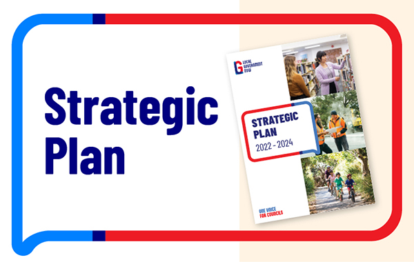 Graphic art tile that reads Strategic Plan.